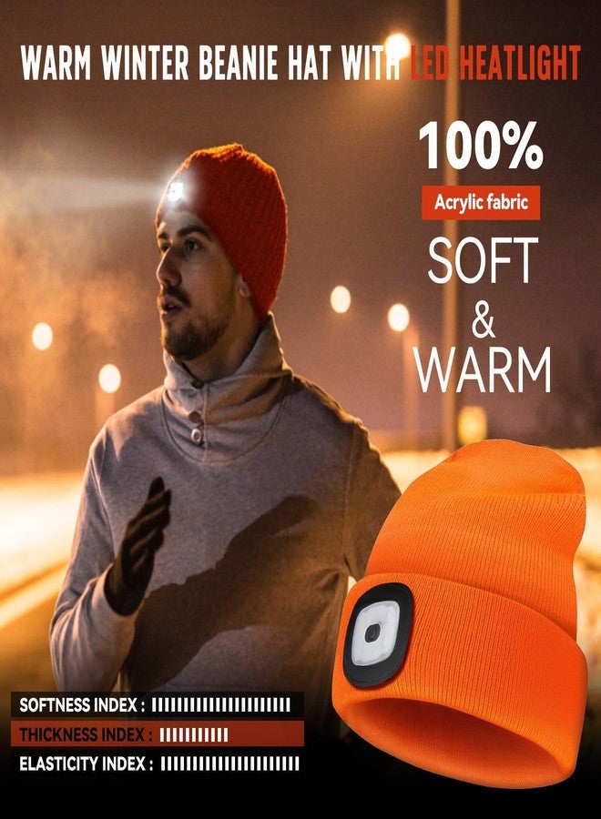 SYMNTEM Unisex Beanie Hat with Light, Rechargeable Headlight Cap, Stocking Stuffers for Men, Cool Gadget Gifts for Him, Birthday Gifts for Women, Gifts for Him, Orange - Image 5